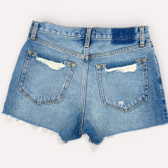 Abercrombie & Fitch Annie High Rise Shorts Womens 27 Distressed Frayed Denim NWT - Picture 2 of 14